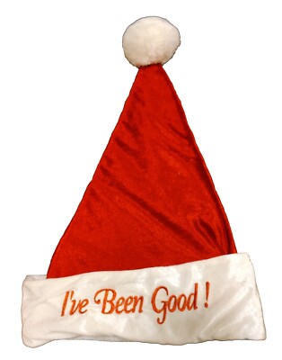 St. Nick's Choice Christmas Red Plush Santa Hat I've Been Good 17x10'' Medium 