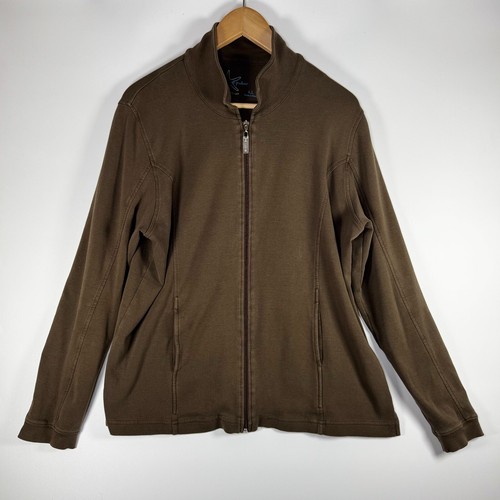 Fresh Produce Sudadera Cremallera Completa Chaqueta Mujer Extra Grande Marrón Elastizada Suave