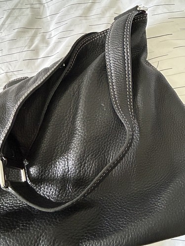 Michael Kors Black Pebbled Leather Shoulder Bag Silver Buckle Front Flap Pocket - Picture 11 of 24