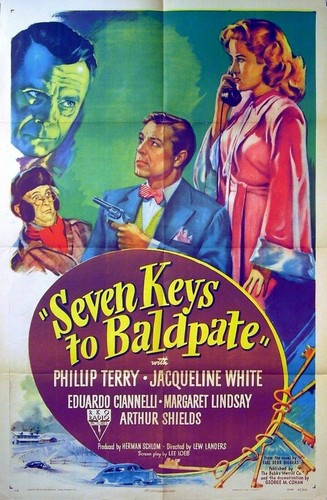 SEVEN KEYS TO BALDPATE 1947 Earl Derr Biggers Phillip Terry US 1-SHEET POSTER