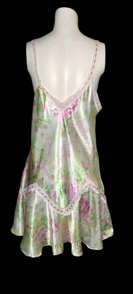 VTG Oscar De La Renta Pink Label Satin Slip Dress Y2K Lingerie Nightgown L Gown - Image 2 of 4
