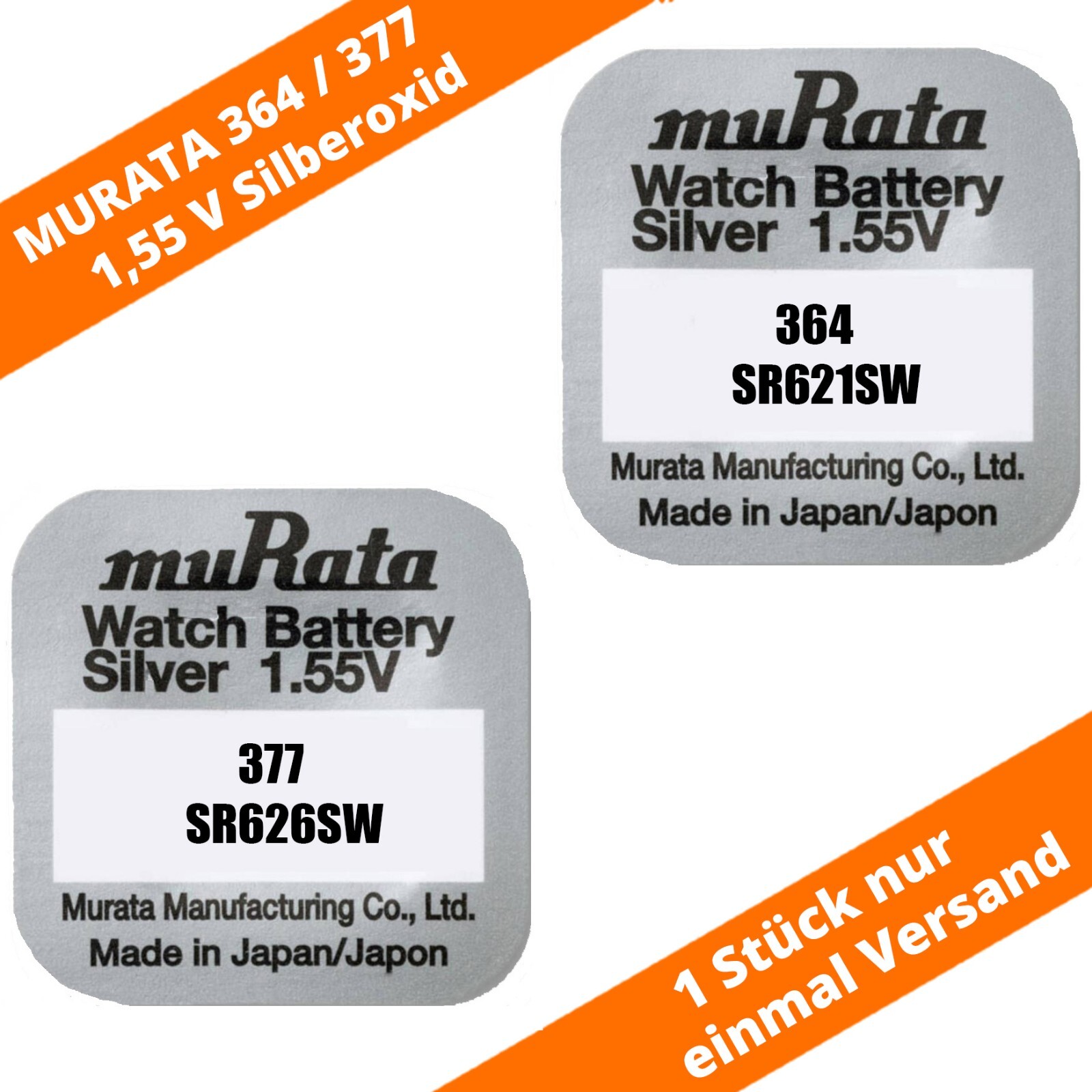 4 Batterie A Bottone Varta V364 (SR621SW) – 1,55V – Argento Ossido – 17 MAh