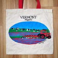 Woody Jackson Cow Tote Bag Vermont Magazine Canvas Unisex Vtg Printed Tractor