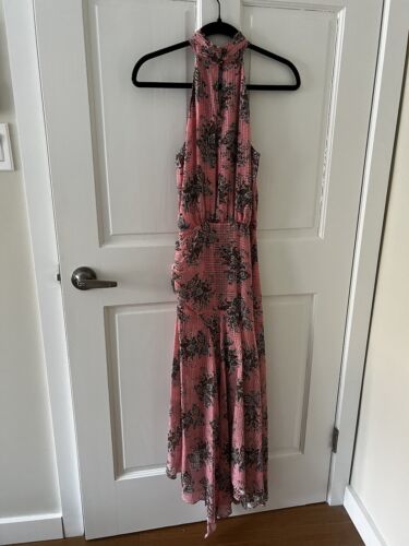 NWT $698 Veronica Beard Size 0 Leia Silk Halter Maxi Dress in Peony Pink - Picture 3 of 6
