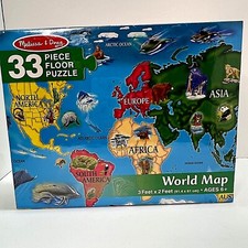 NEW Melissa Doug World Map Jumbo Jigsaw Floor Puzzle 33 pieces 2 x 3 feet