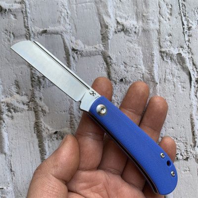 KT2026F5 Kansept Knives Bevy Blue G10 Handle Sheepfoot 154CM Blade Slip Joint 