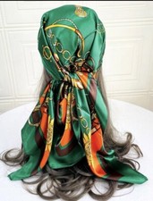 Vintage Floral Print Satin Square Scarf