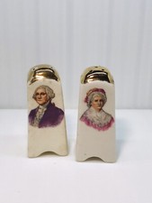 Vintage George and Martha Washington Ceramic Salt  Pepper Shakers, Japan