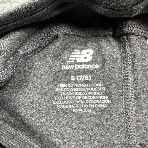 New Balance Pants Girls Small 7/8 Charcoal Heather Gray Leggings Cotton Blend - Picture 8 of 9