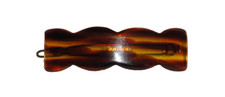 Vintage Lucite Barrette  Tortoise  Metal Clip  2.75"  Scalloped Edge