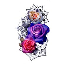 Flash Once Temporary Adhesive Tattoo Rose Blue Red White Party Gift Beach