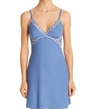 Cosabella Lace-Trim Ribbed Chemise Nightgown Blue S NWT  145