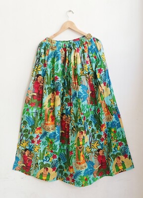 Indian Cotton Sky Green Frida Kahlo Skirt Women Clothing Skirt Party Wear Skirts