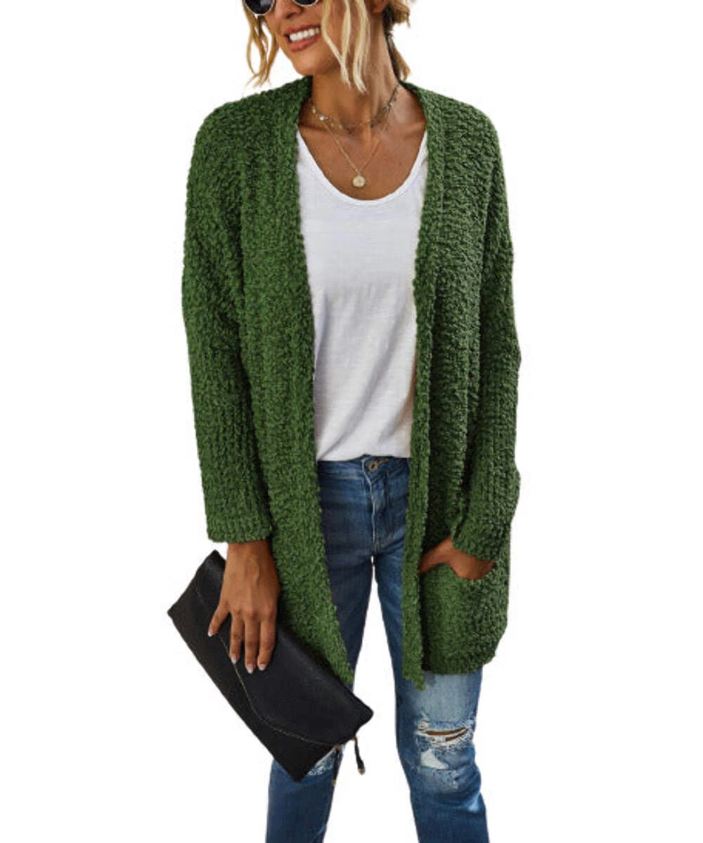 Cardigan ouvert vert poche mode suprême
