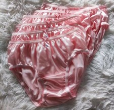 6x Satin Bikini Panties L Nylon Soft Glossy Lingerie 32-38"