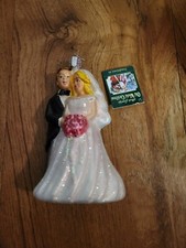 Old World Christmas Bride And Groom Glass Ornament With Box