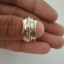 Solid 925 Sterling Silver Handmade Spinner Ri...
