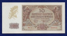 Poland 1940 10 Zlotych Banknote, High Grade (Ref. b1392)