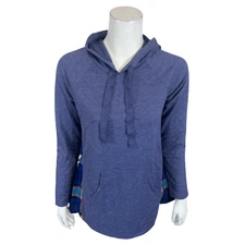 LOGO Lounge by Lori Goldstein French Terry Hoodie with Plaid Blue XX-Small Size