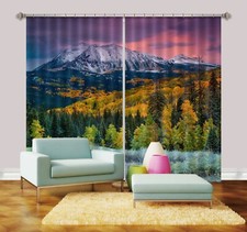 3D Mountain Forest G2023 Photo Blockout Curtain Fabric Window Honey 2023