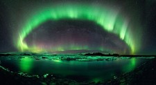 Landscape aurorae lake iceland ice sky stars Custom Gaming Mat Desk