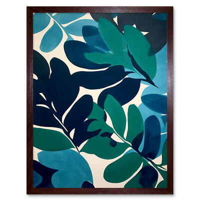 Henri Matisse Style Leaves Watercolour Botanical Boho Framed Art Picture 12x16