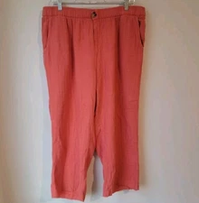 Wonderly Muslin Gauze Pants Coral Wode Leg Pants Size 2x Beachy Colorful