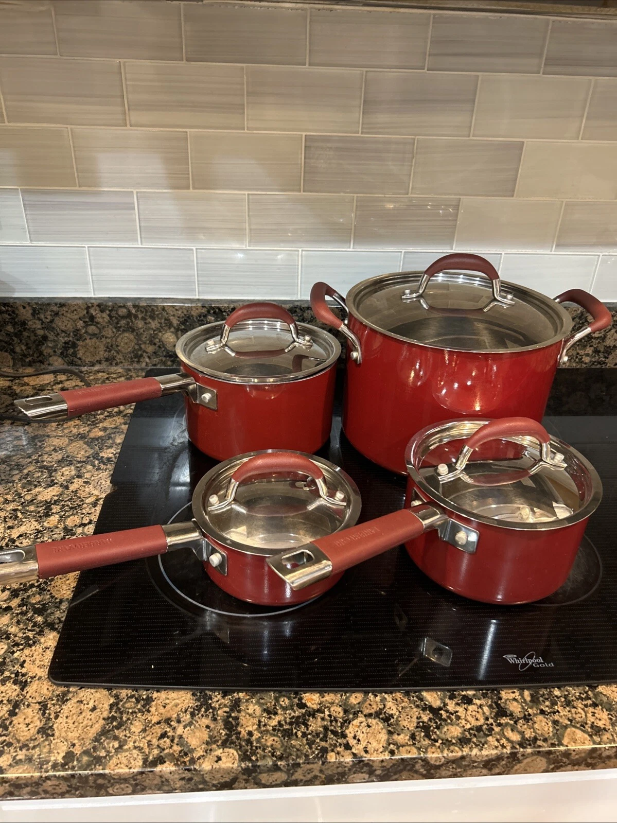 Red FARBERWARE Millenium Advanced Nonstick Cookware ~ 8 Pieces