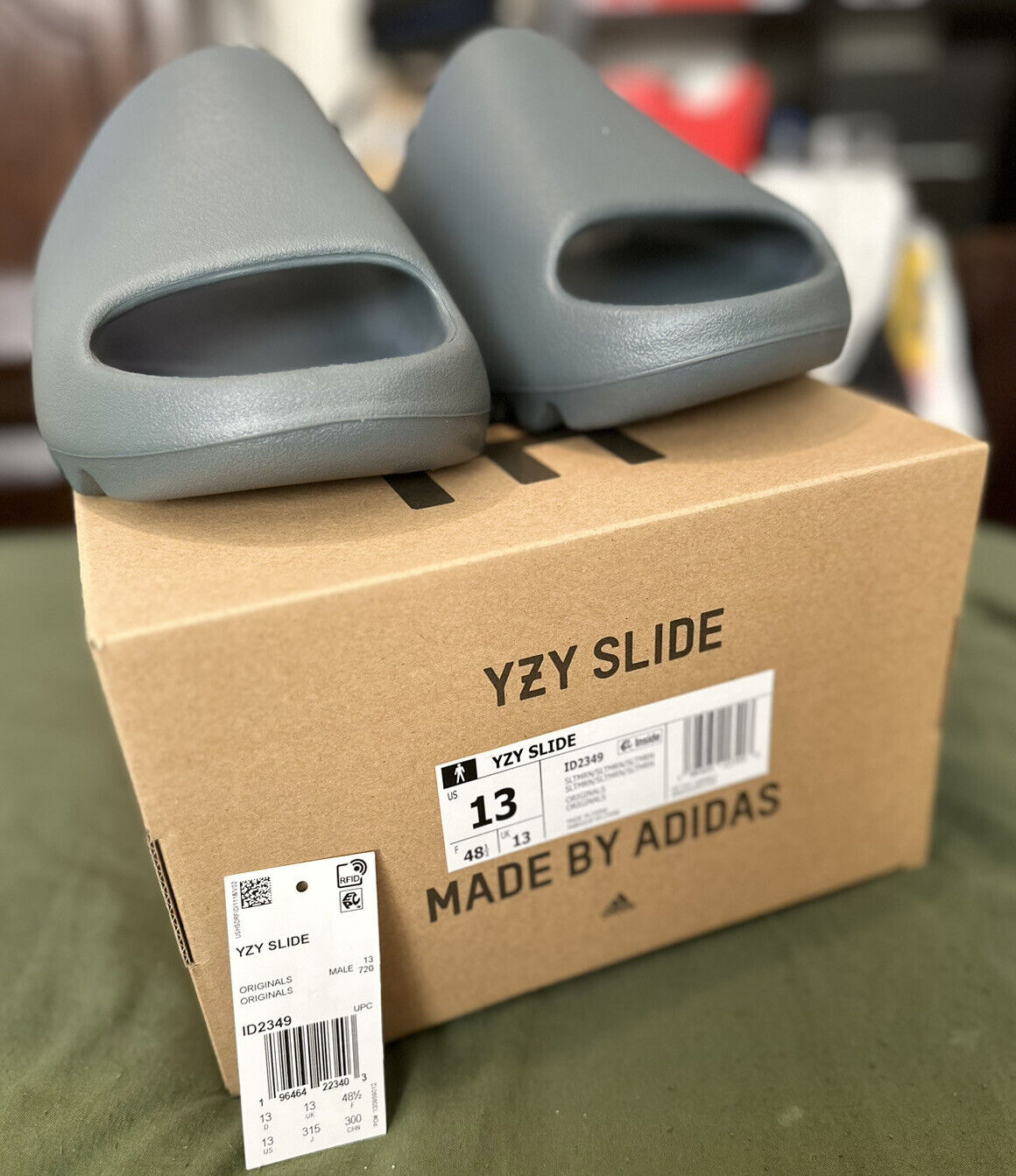 Yeezy Slide Slate Marine 2023 Grey Kayne Sandals ID2349 M’s 13 🔥🔥🔥