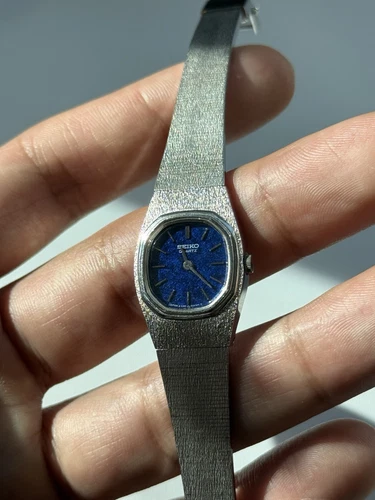 Seiko Watch Women 18mm Blue Dial Silver Tone Rectangle 2320-5159