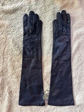 VTG NWT Aris Navy Kid Leather Elbow Opera Gloves Size 6 Long Silk Lined France