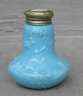 Victorian EAPG Dithridge & Co Beaded Bottom Blue Milk Glass Single Salt Shaker