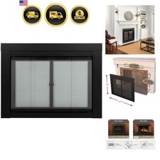 Ascot Porta in Vetro per Camino - per Camini in Muratura, Piccolo, Nero, Modello Numb...