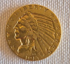 1913 $5 Gold Half Eagle Indian Head Coin .900