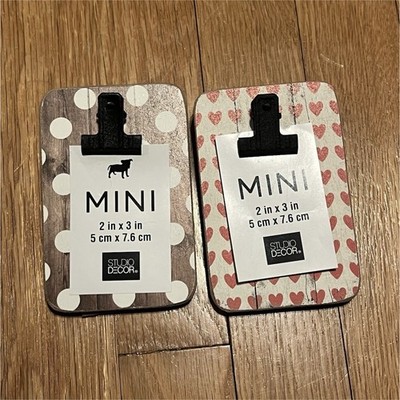 Studio Decor 2x3 in Mini Picture Frames Polka Dot & Heart Design Clip Frames (2)