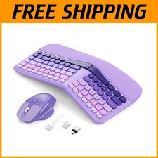 Ergonomic Wireless Keyboard and Mouse Bundle - Purple
