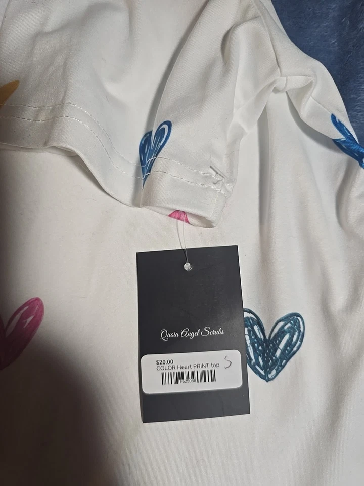 QuoiaAngel Scrubs - Heart Print Top - Size: Small **NEW W/TAGS** - Image 2 of 3