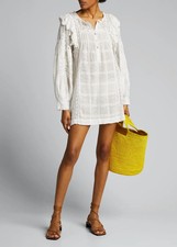 LoveShackFancy Baxter Long-Sleeve Shift Cotton Dress Size L