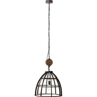 Brilliant Pendelleuchte Matrix 60W Metall/Holz Schwarz Antik 47Cm