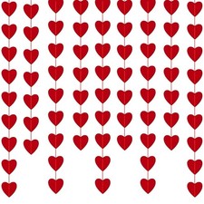 Valentines Day Decorations NO DIY - 78 Pcs Red Felt Heart Garland Hanging Str...
