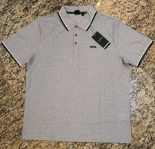 HUGO BOSS Men's Paddy Pro Regular Fit Stretch Short Sleeve Polo Shirt NEW Gray