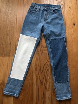 JOHN GALT PATCHWORK JEANS DAMEN BLAU DENIM TAPERED HI-RISE JEANS W27 X L32 S