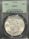 1926 PEACE DOLLAR PCGS MS65 OGH