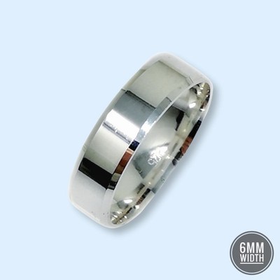 Massiver 925 Sterling Silber Ehering Ring abgeschrägter Rand Herren Bandring Unisex