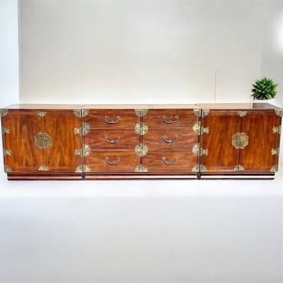Stunning 105  Vintage Mont Campaign style Chinoiserie Asian Credenza by Henredon