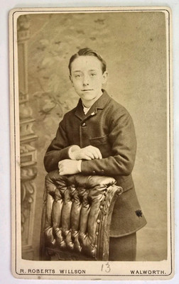 Antique CDV Photo Young Handsome Victorian Boy Willson Walworth London UK