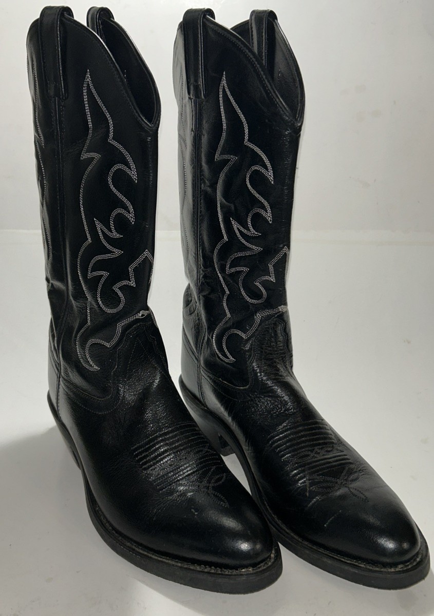 OLD WEST LEATHER Black TMB3010 Cowboy Western Boots Mens Sz 9D