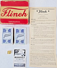 VTG 1938 Flinch Card Game Parker Brothers Complete w/ Monopoly Ad Insert