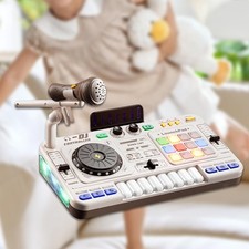 Kids DJ Mixer Toy Audio Mixer  Educational Built in Microphone with Lights