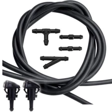 Windshield Washer Squirter Water Pump & Nozzles Kit Spray Fluid Hose Connect
